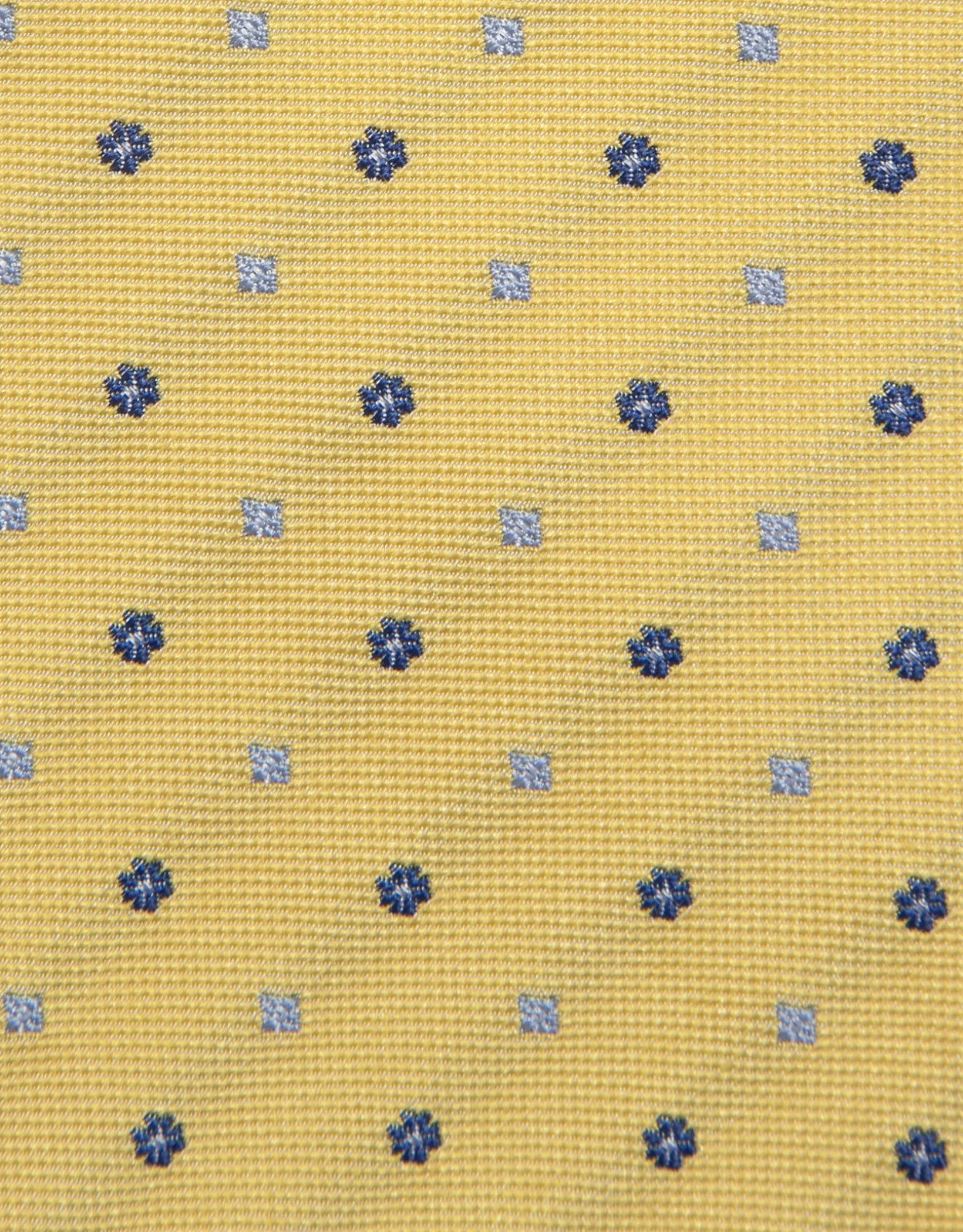 Corbata seda amarilla jacquard flores azules