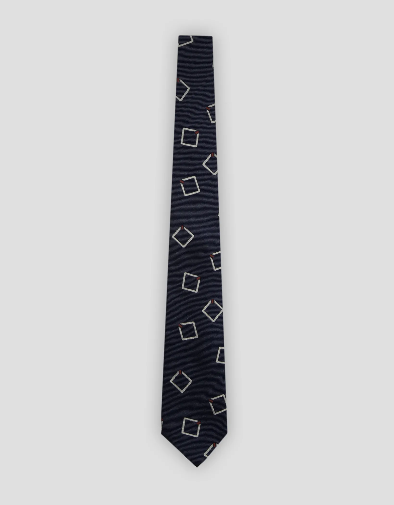 Corbata seda azul con jacquard cuadrados grandes