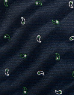 Corbata seda marina jacquard cachemires verdes