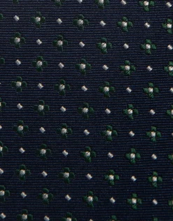 Corbata seda marina jacquard flores