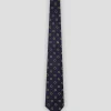 Corbata seda marino con jacquard flotadores amarillo