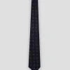 Corbata seda marino con jacquard flamencos rosas