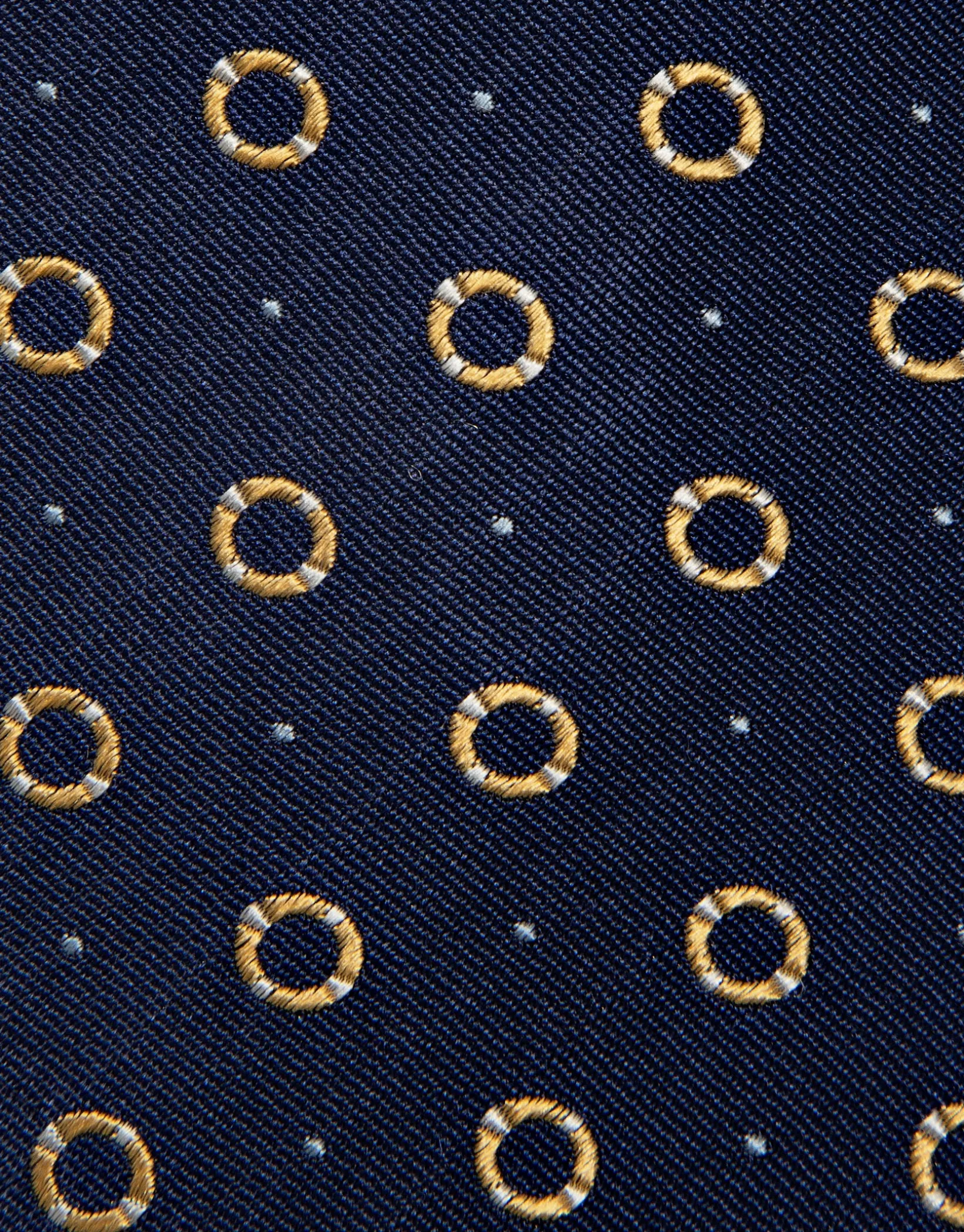 Corbata seda marino con jacquard flotadores amarillo
