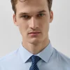 Corbata seda marino jacquard flores azul tinta
