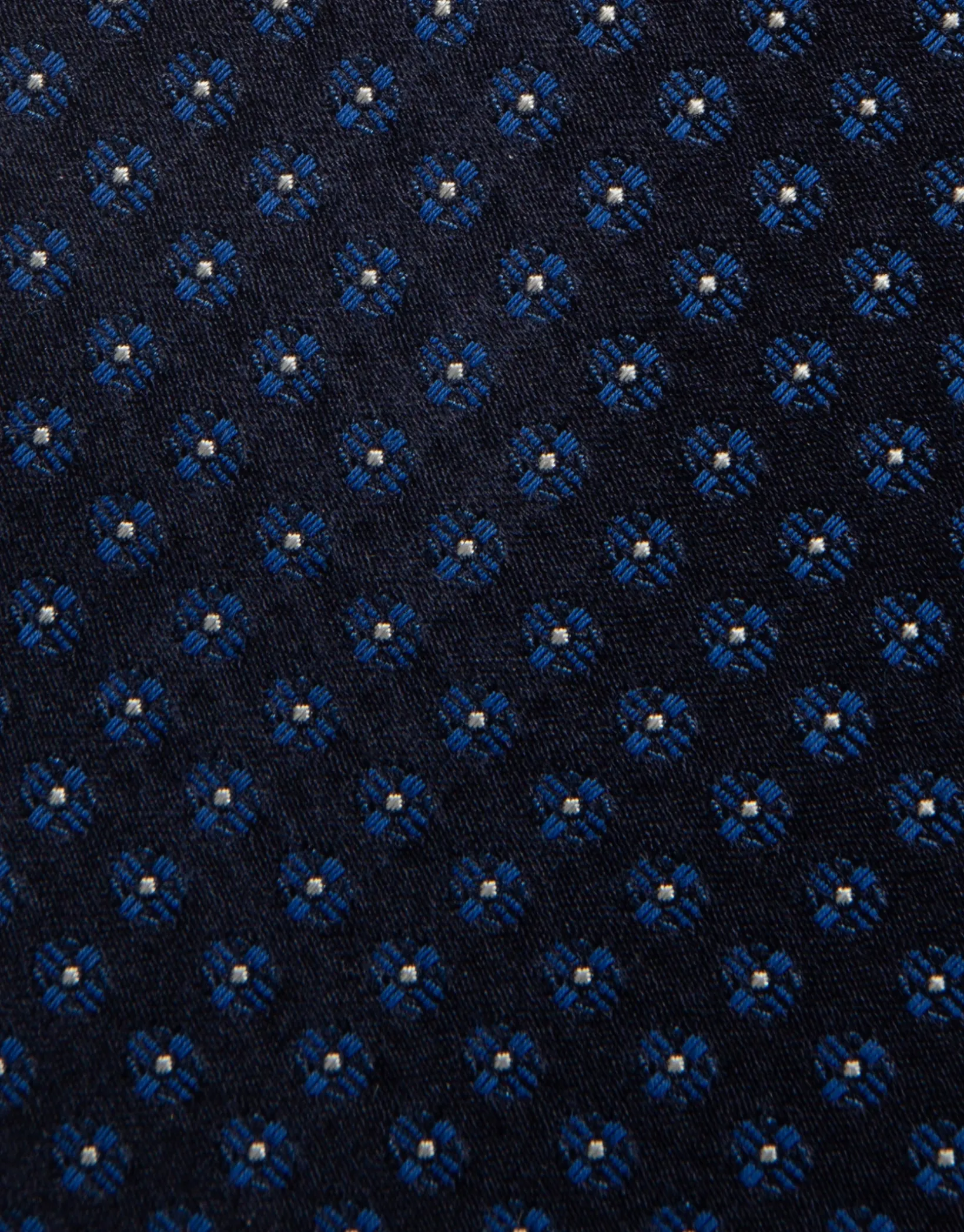 Corbata seda marino jacquard flores azul tinta