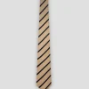 Corbata seda pata gallo naranja rayas marino