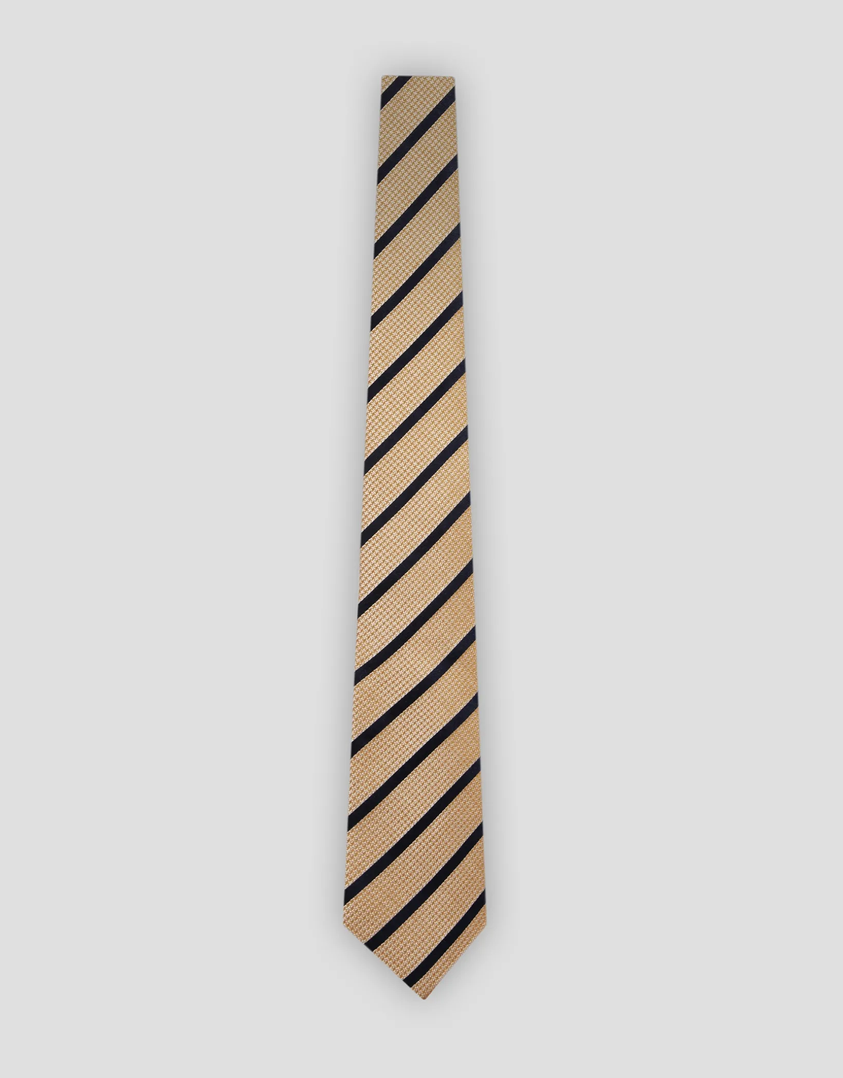 Corbata seda pata gallo naranja rayas marino