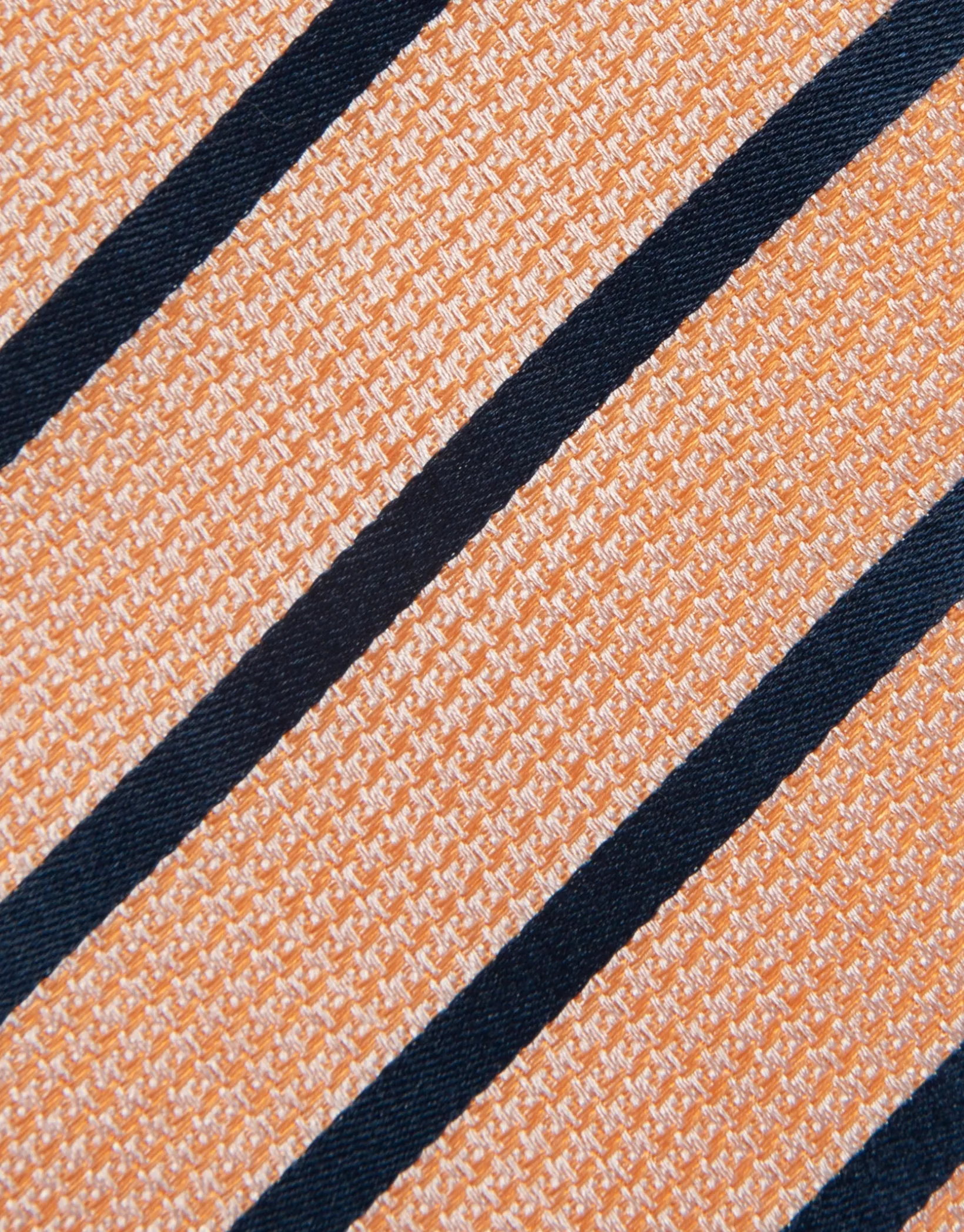 Corbata seda pata gallo naranja rayas marino