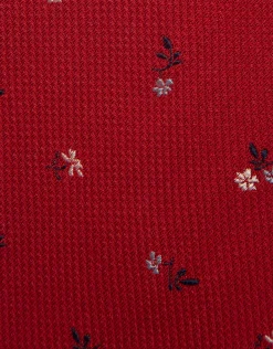 Corbata seda roja jacquard flores