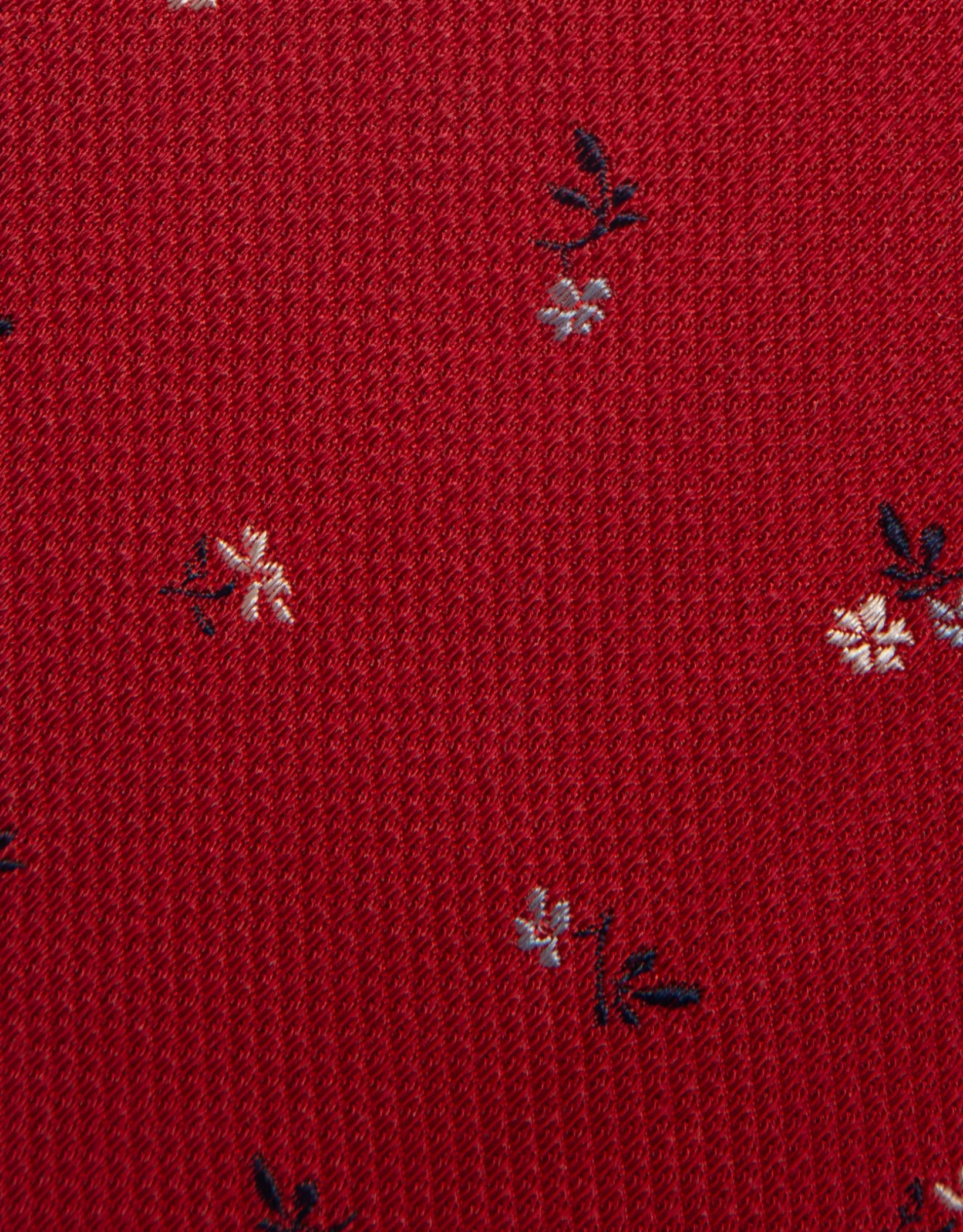 Corbata seda roja jacquard flores