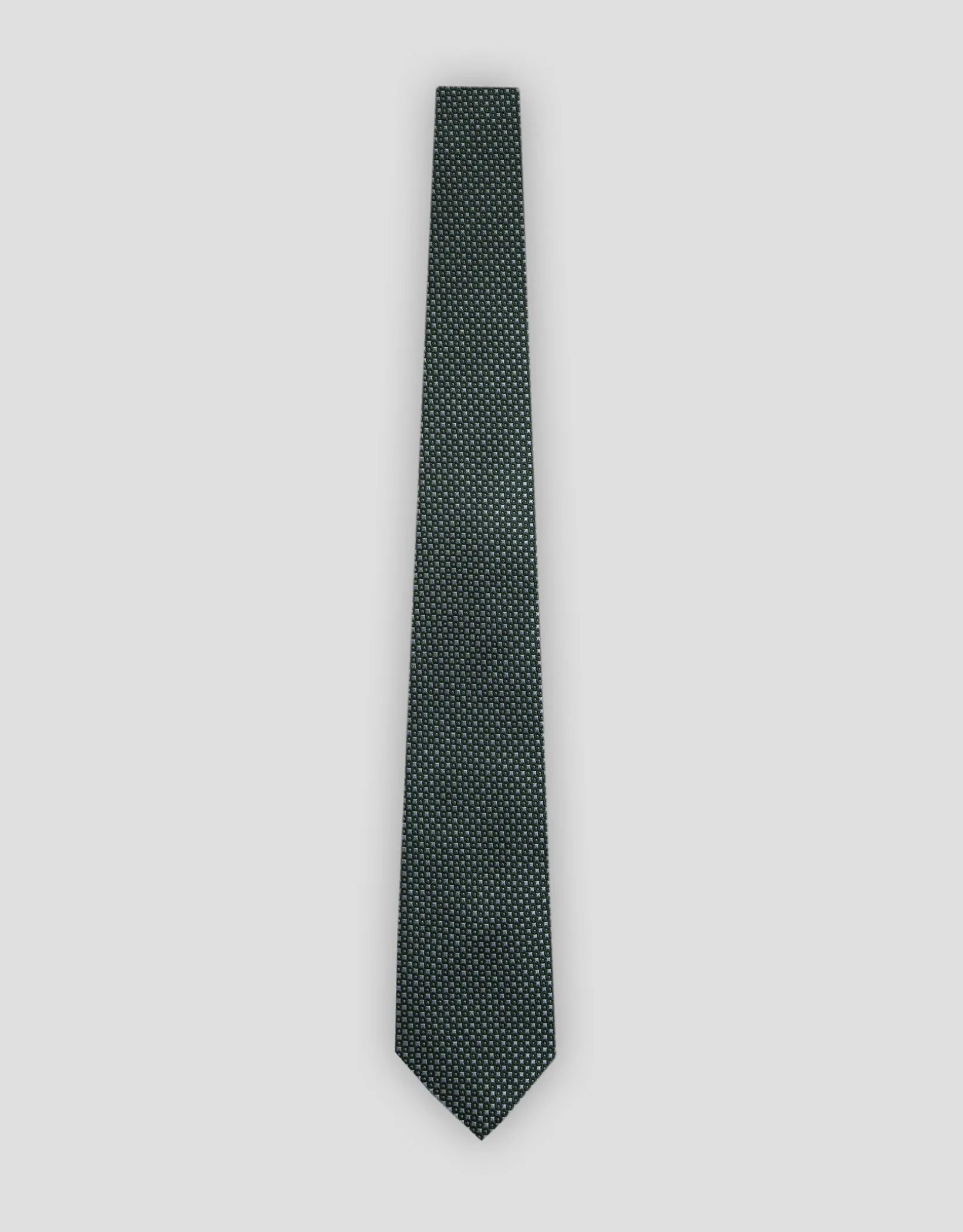 Corbata seda verde jacquard geométrico celeste