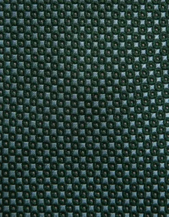 Corbata seda verde jacquard geométrico celeste