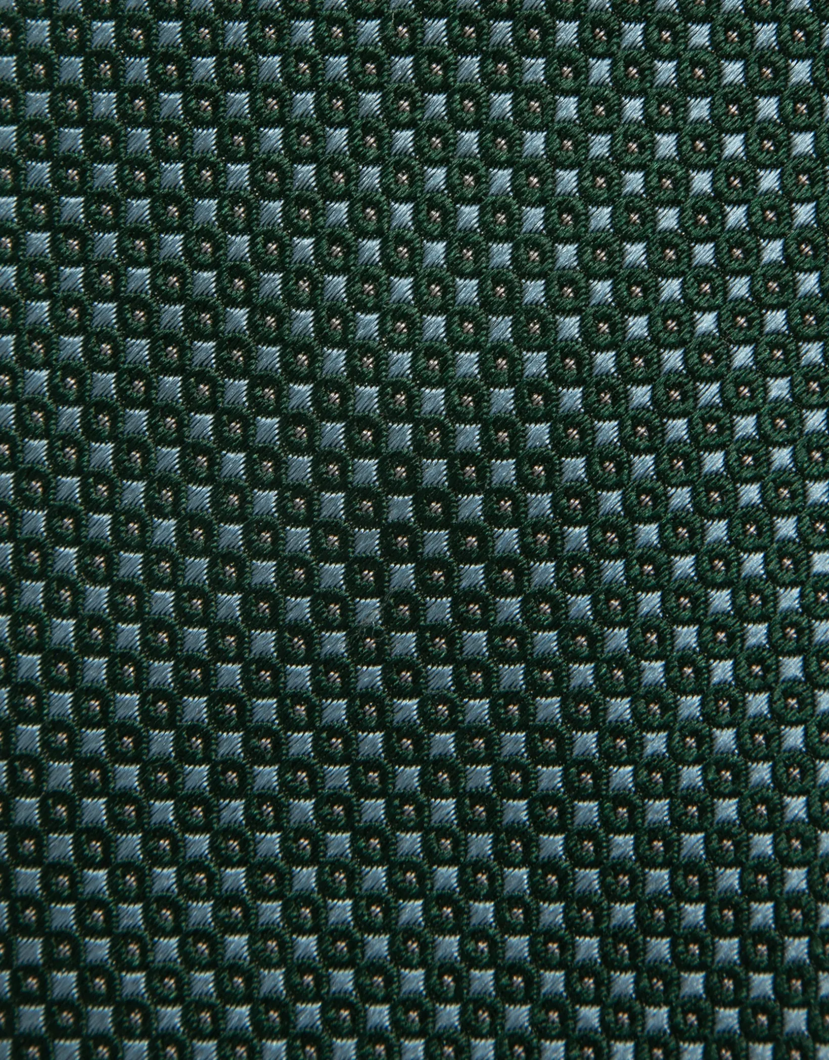Corbata seda verde jacquard geométrico celeste