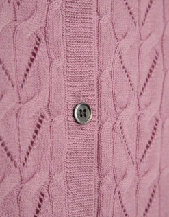 Cárdigan lana/algodón canalé con ochos rosa