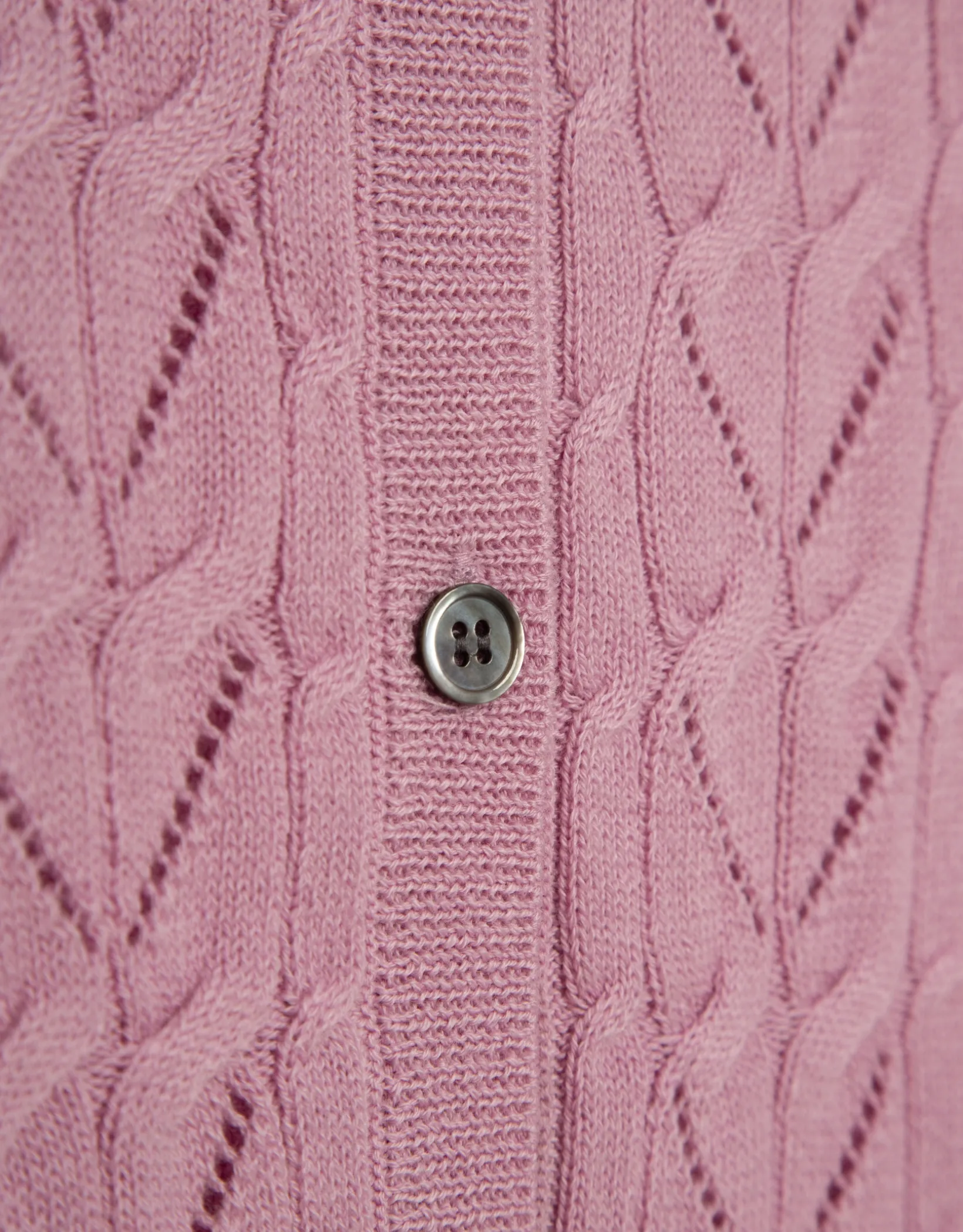 Cárdigan lana/algodón canalé con ochos rosa