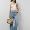 Crop top bordado suizo blanco