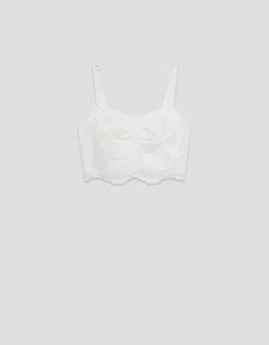 Crop top bordado suizo blanco