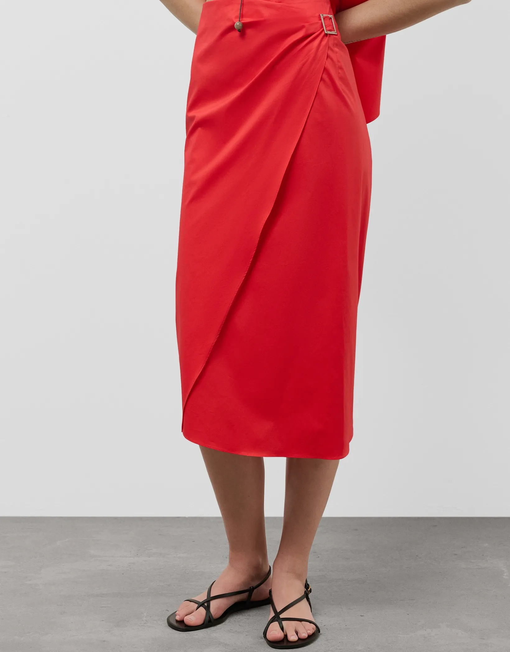 Falda midi estilo pareo algodón rojo