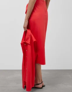 Falda midi estilo pareo algodón rojo