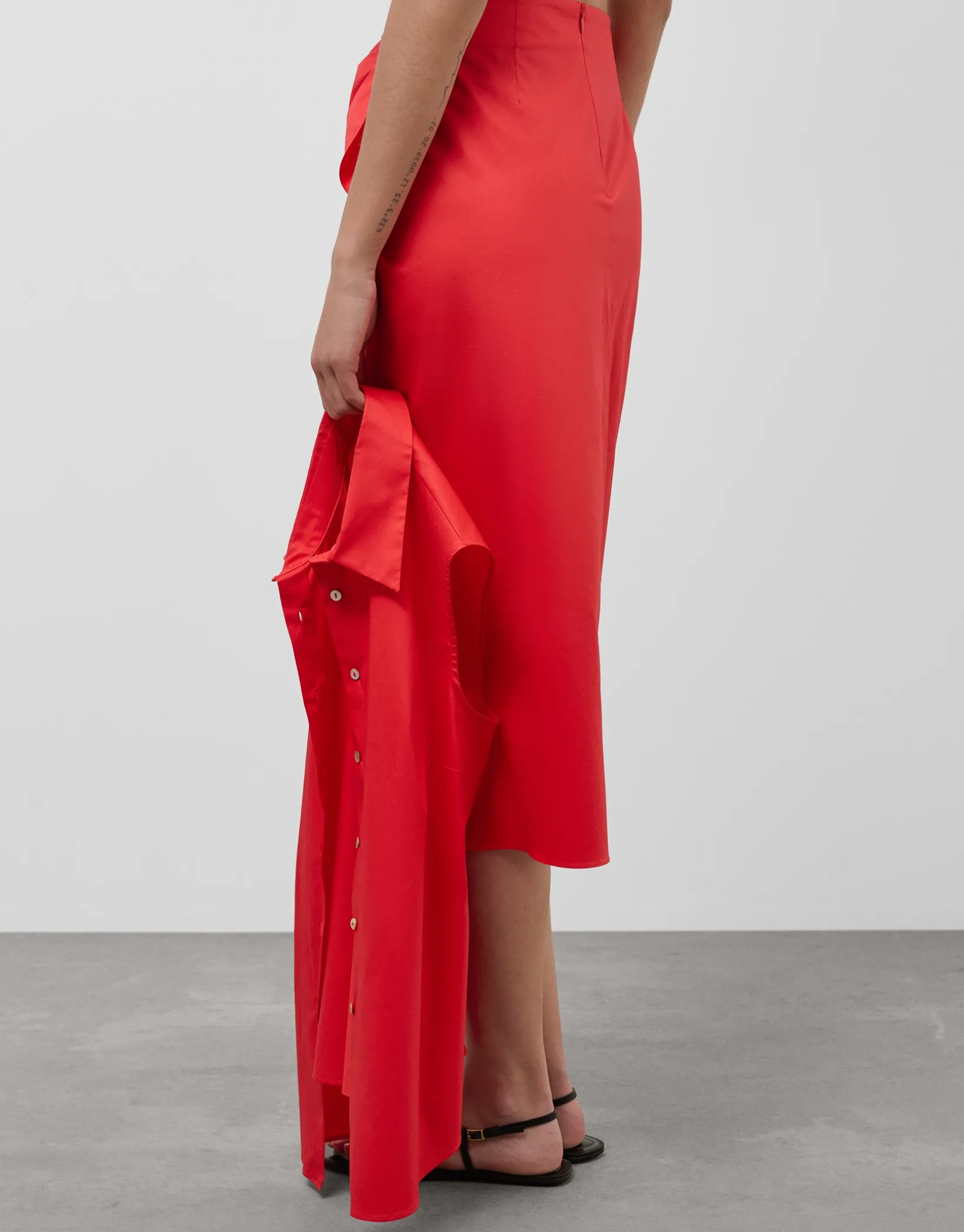 Falda midi estilo pareo algodón rojo