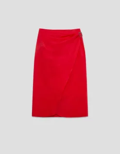 Falda midi estilo pareo algodón rojo