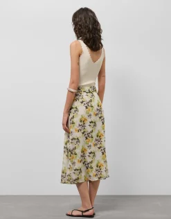Falda midi estilo pareo en crepe georgette estampado floral
