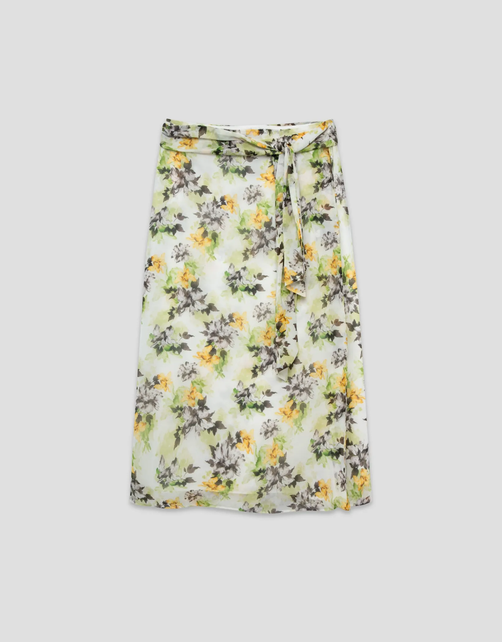 Falda midi estilo pareo en crepe georgette estampado floral