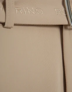 Falda midi fluida twill beige con cinturón