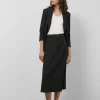 Falda midi fluida twill negro con cinturón