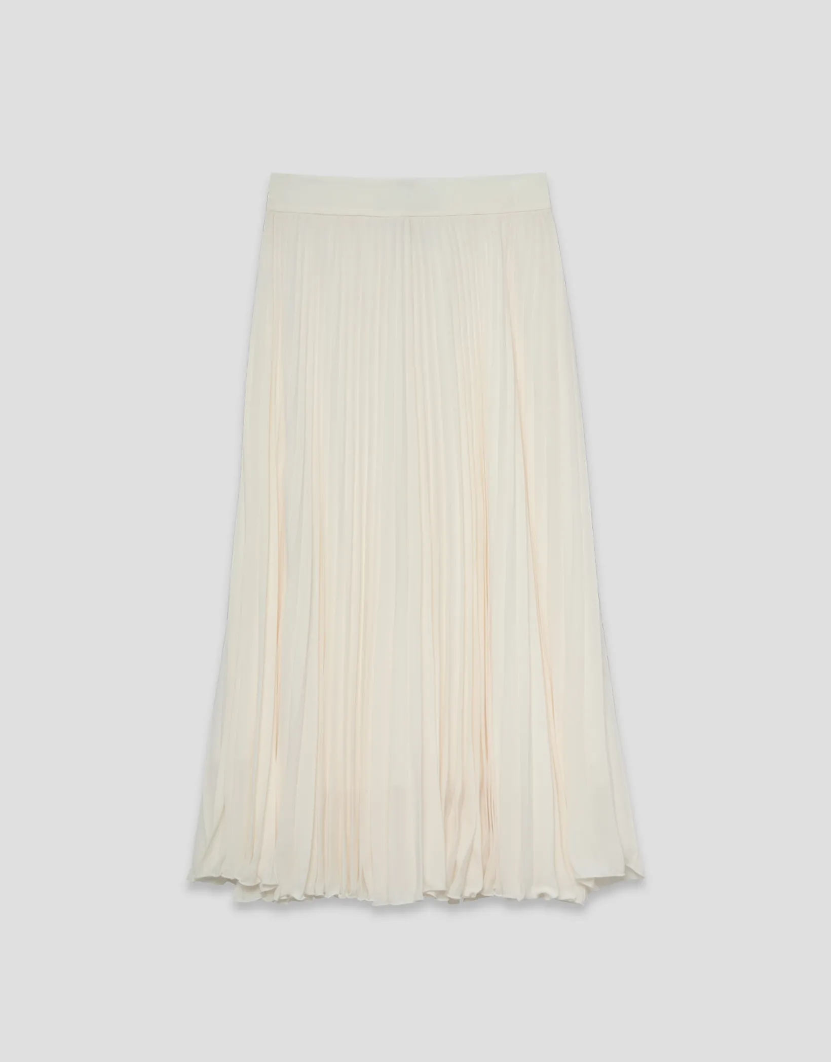 Falda midi plisada tejido fluido beige