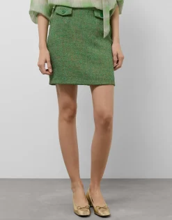 Falda recta tweed tonos verde