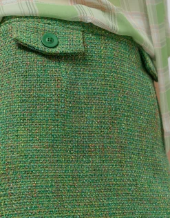 Falda recta tweed tonos verde