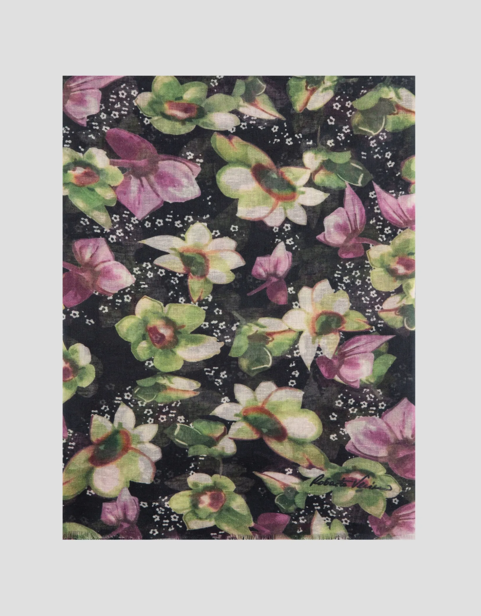 Fular mezcla algodón/lino estampado floral