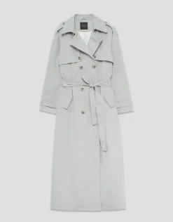 Gabardina larga clásica gris claro