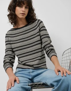 Jersey con intarsia geométrica blanco y negro