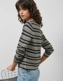 Jersey con intarsia geométrica blanco y negro
