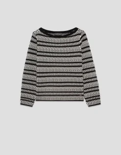 Jersey con intarsia geométrica blanco y negro