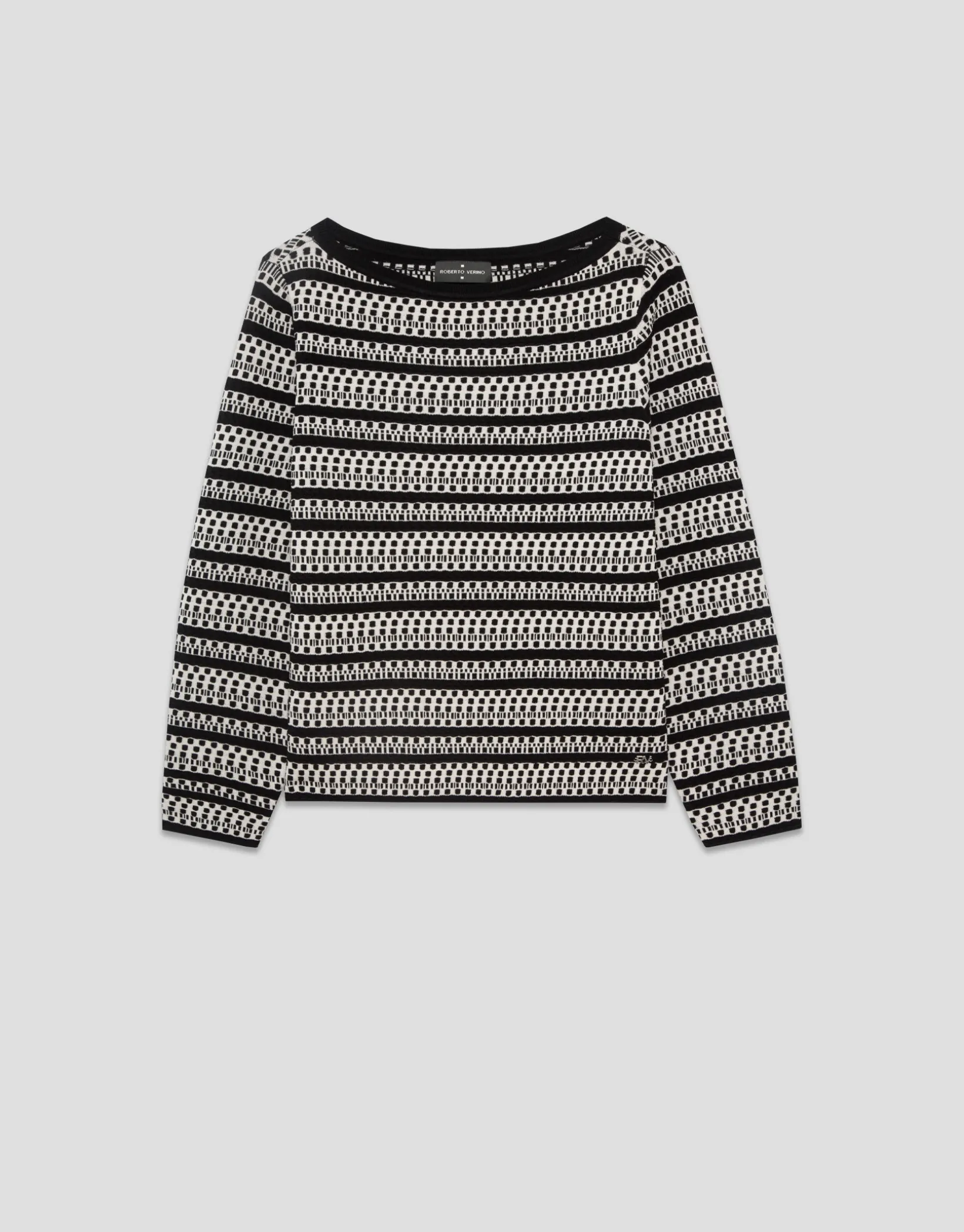 Jersey con intarsia geométrica blanco y negro