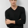 Jersey cuello pico punto lana negro