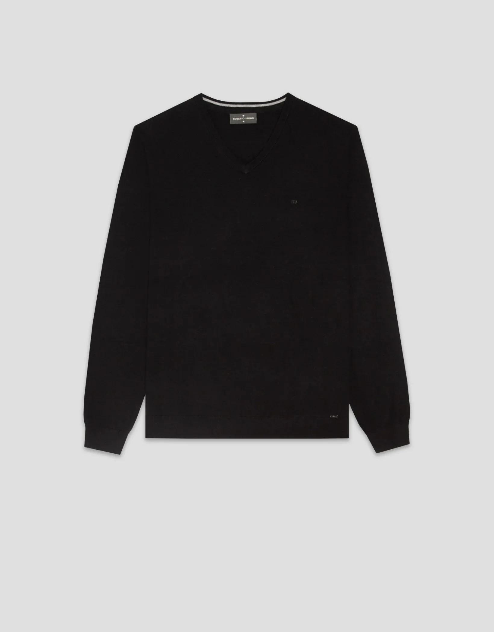 Jersey cuello pico punto lana negro