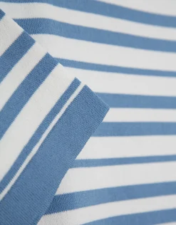 Jersey de manga corta en punto fino rayas azul y blanco
