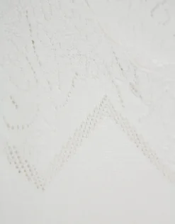 Jersey de manga corta punto fino blanco con fantasía calada
