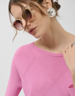 Jersey escote barco punto diseño diagonal rosa claro