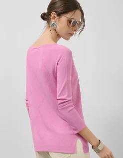 Jersey escote barco punto diseño diagonal rosa claro