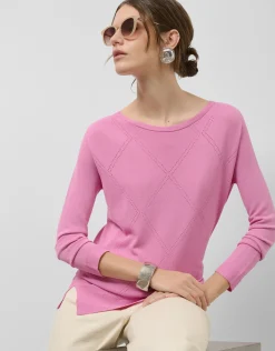 Jersey escote barco punto diseño diagonal rosa claro