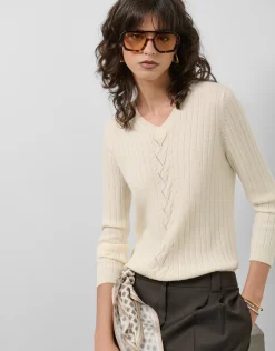 Jersey escote pico crudo con franja central