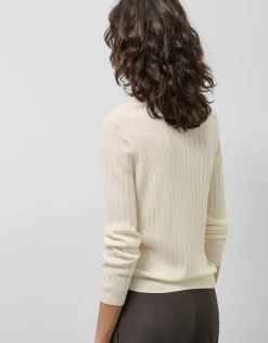 Jersey escote pico crudo con franja central