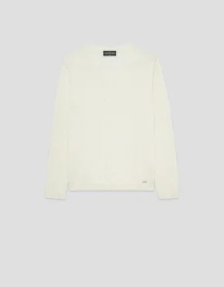 Jersey escote pico crudo con franja central