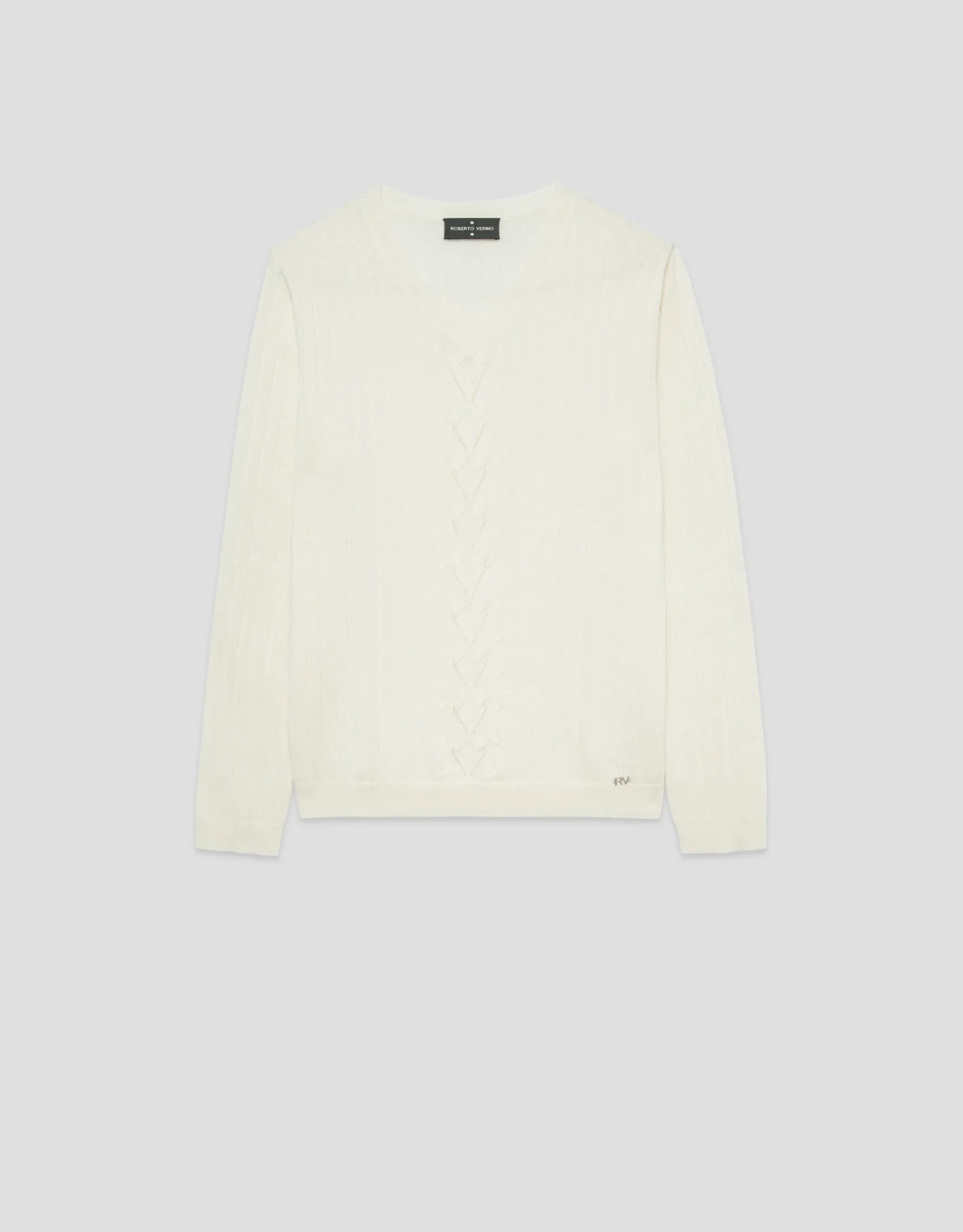 Jersey escote pico crudo con franja central