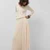 Jersey escote pico lana galga fina crudo